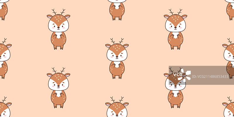 可爱小鹿动物无缝图案图片素材