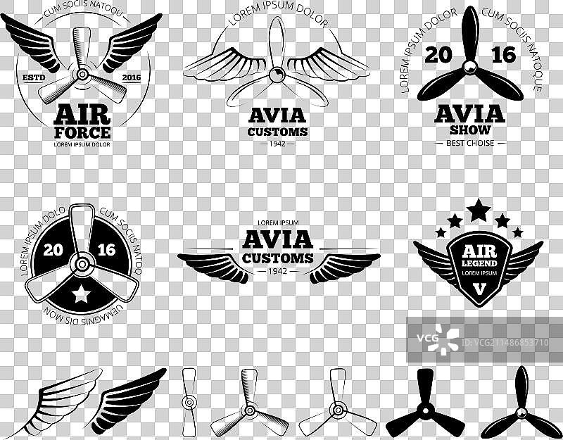 复古飞机标签徽章和符号合集图片素材