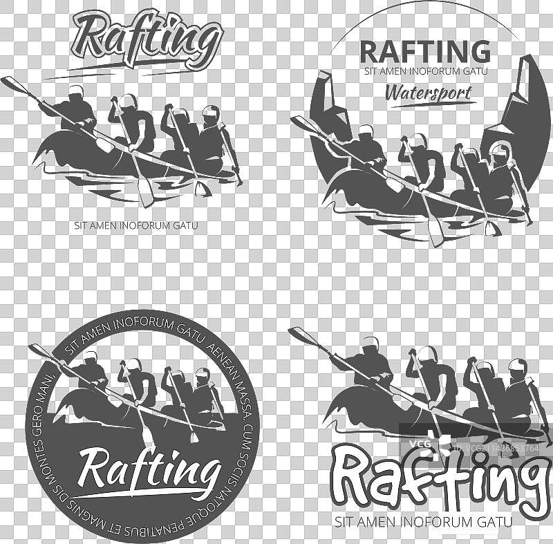 老式皮划艇标签标志图片素材