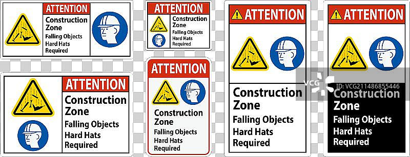 注意标志，施工区域，当心高空坠物图片素材
