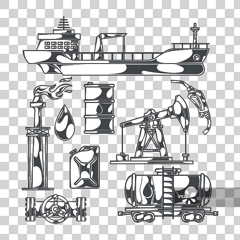石油钻探单色图集图片素材