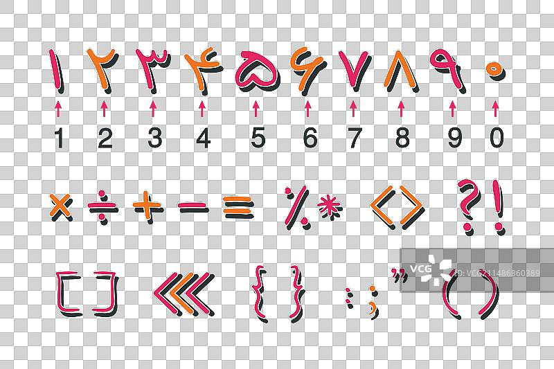 彩色红色和橙色阿拉伯数字图片素材