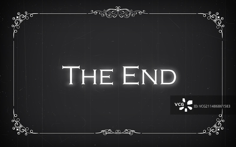 复古边框无声电影结束画面图片素材