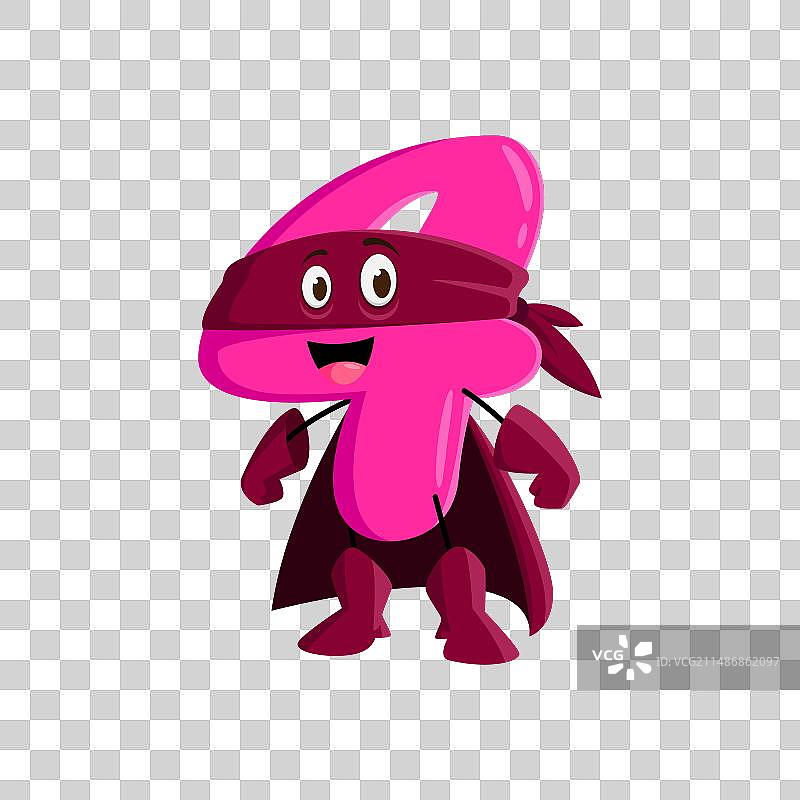 卡通数学数字4超级英雄角色图片素材