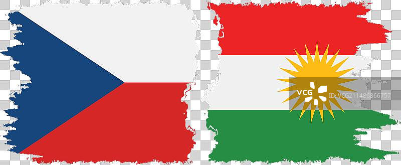 库尔德斯坦和捷克复古旗帜连接图片素材