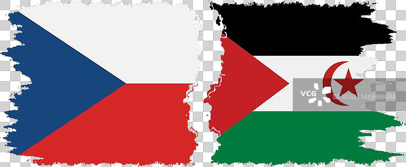 西撒哈拉和捷克Grunge风格旗帜连接图片素材