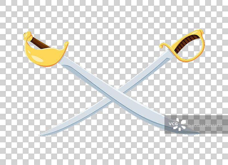 卡通交叉海盗弯刀，刀刃交叉图片素材