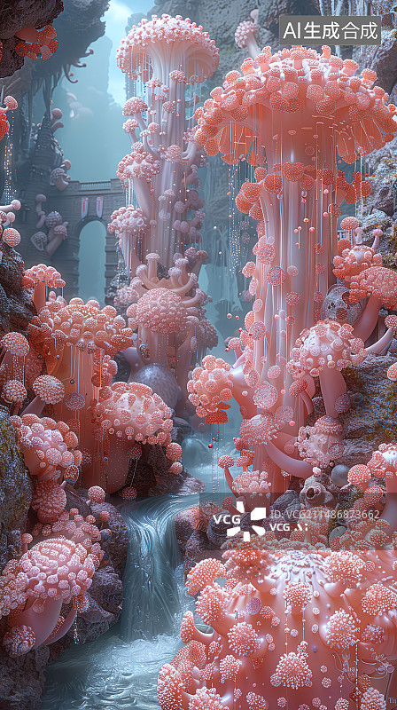 【AI数字艺术】水母在水族馆游泳的特写镜头图片素材