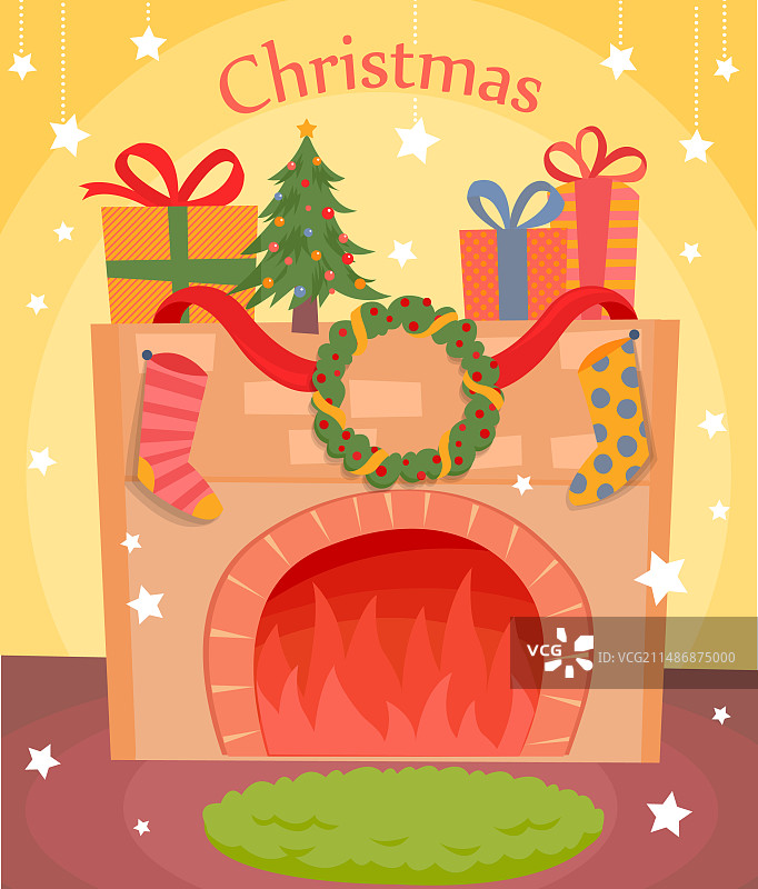 圣诞壁炉背景图片素材