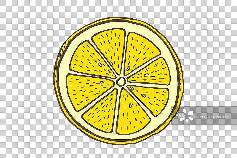 手绘彩色柠檬切片草图图片素材