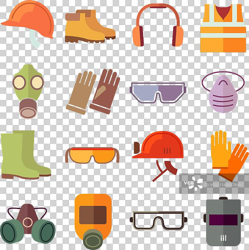 扁平化工作安全设备图标合集图片素材