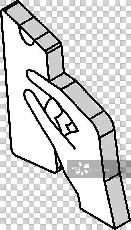 智能手机屏幕上的缩放照片等距图标图片素材