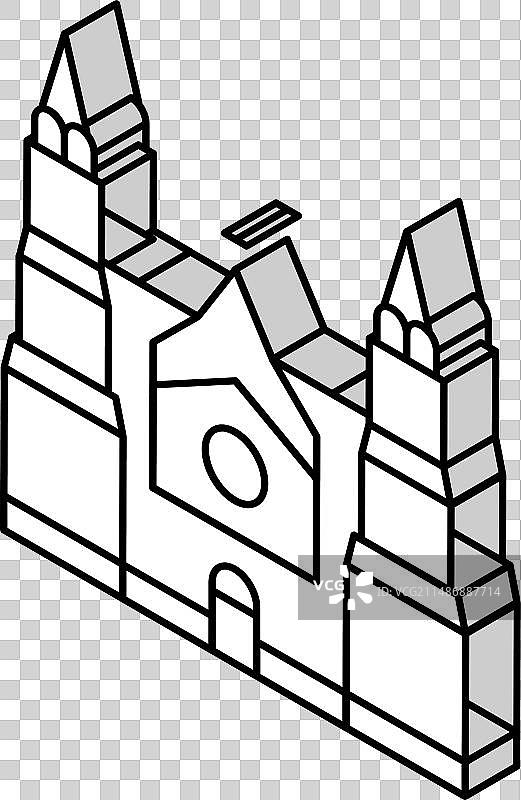 大教堂建筑2.5D图标图片素材