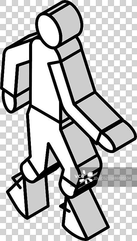 装有腿部假肢的人的2.5D图标图片素材