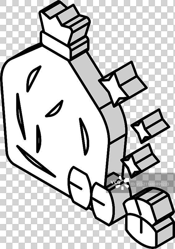 装有彩票桶的袋子2.5D图标图片素材