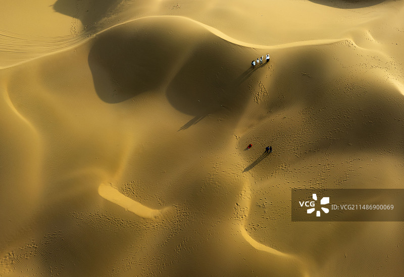 库布齐沙漠航拍图片素材