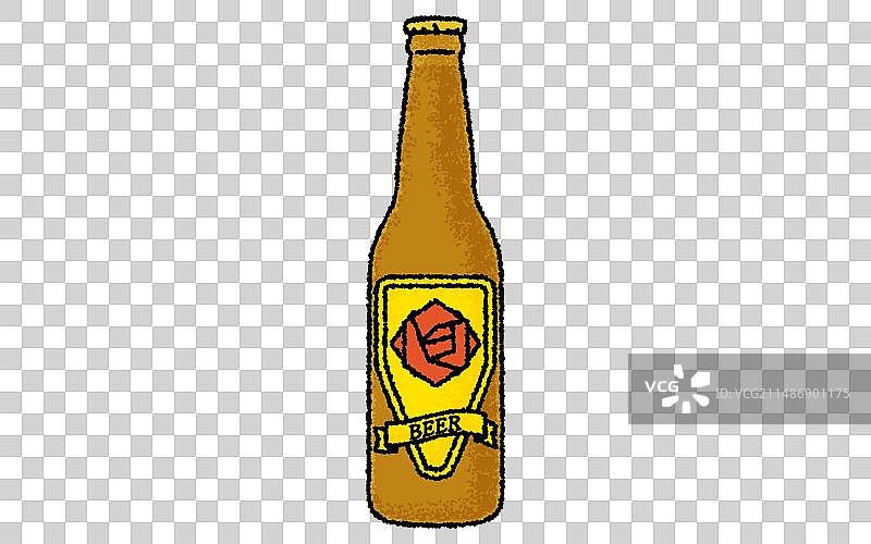 手绘风格的瓶装啤酒图片素材