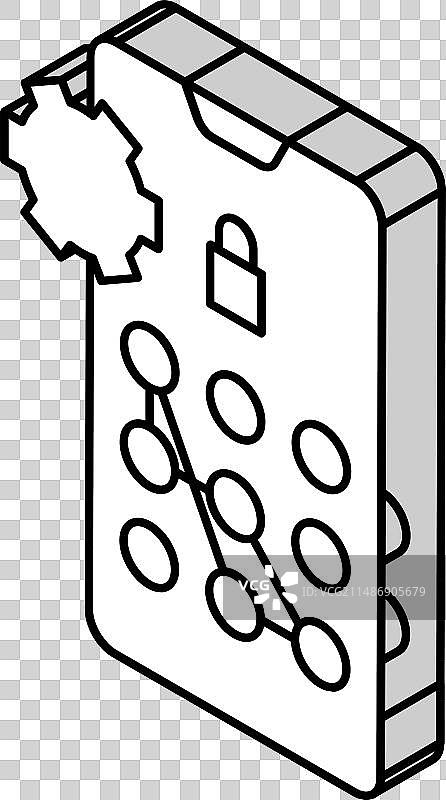 屏幕锁定密码等距图标图片素材