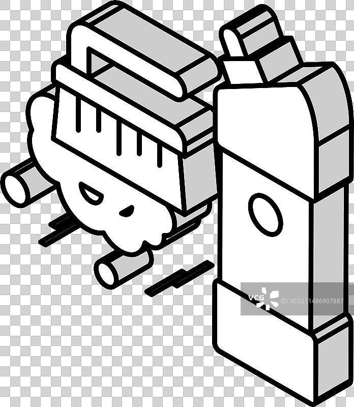 清洁刷和清洁液2.5D图标图片素材