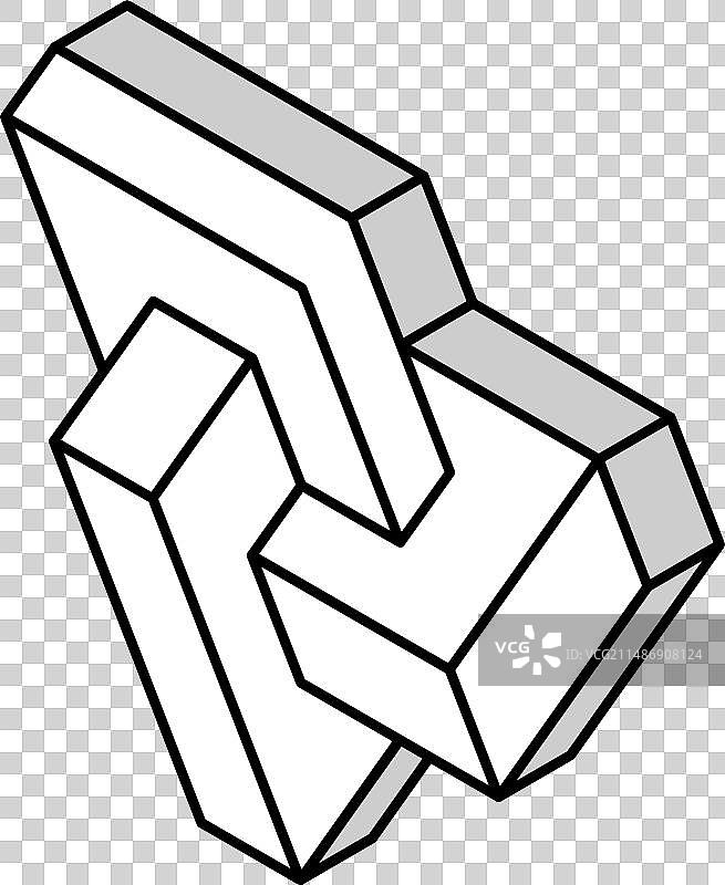 埃舍尔不可能的几何形状2.5D图标图片素材