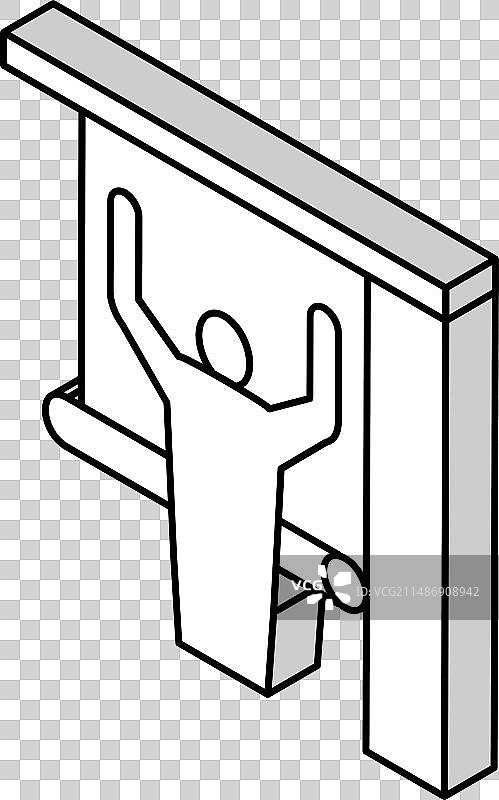 维修工人在墙上粘贴壁纸2.5D图标图片素材