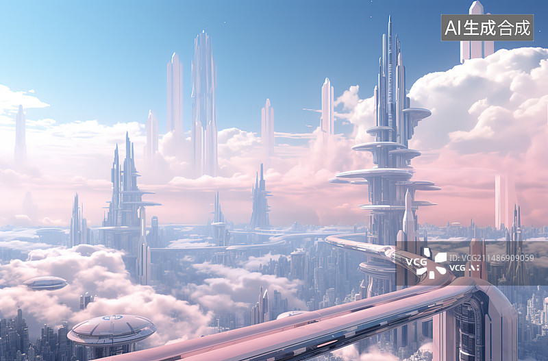 【AI数字艺术】城市风光地标建筑外滩全景图片素材