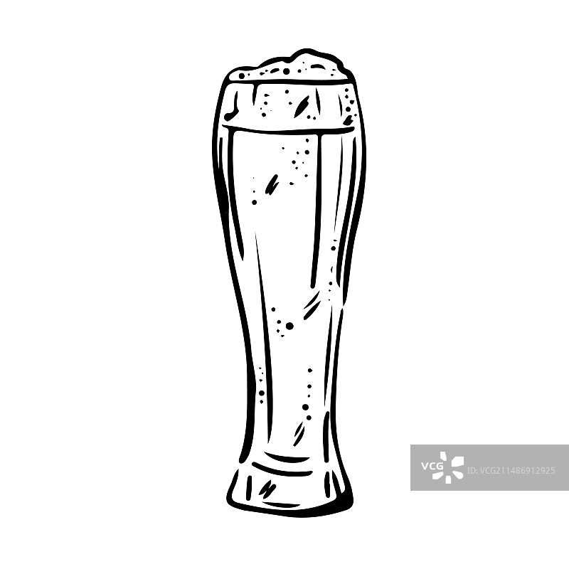 黑色手绘泡沫啤酒杯图片素材