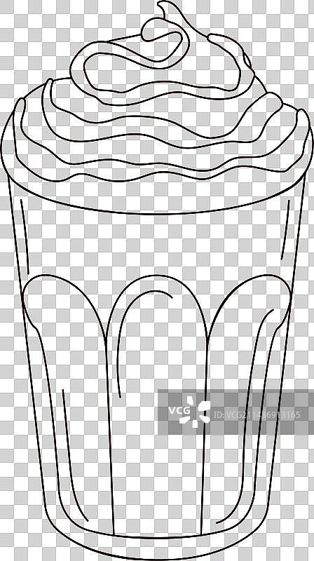 玻璃杯装冰咖啡线条艺术图片素材