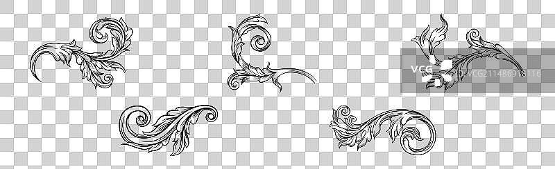 作为装饰和图形元素的巴洛克式卷轴图片素材
