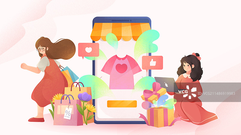 促销购物狂欢节618双十一双十二插画海报图片素材