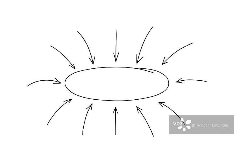 箭头指示的细线椭圆高光图片素材