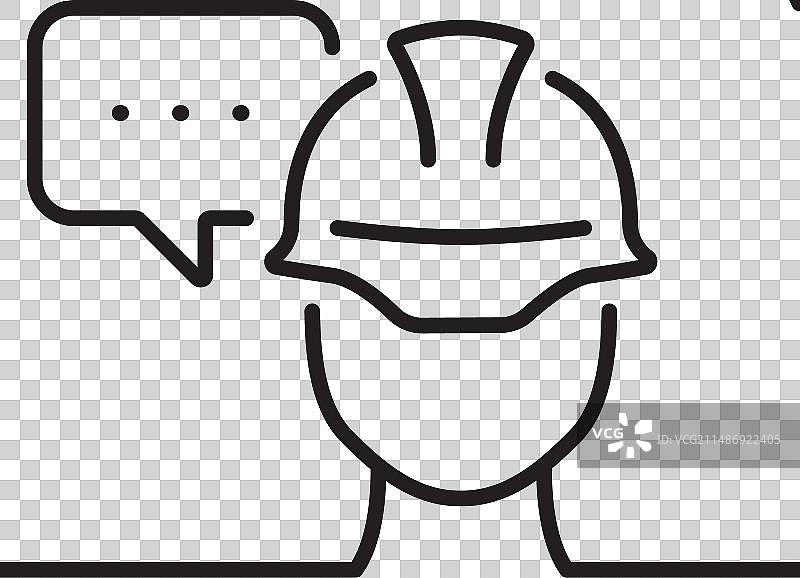 工头谈话线条图标工程师或建筑师标志图片素材