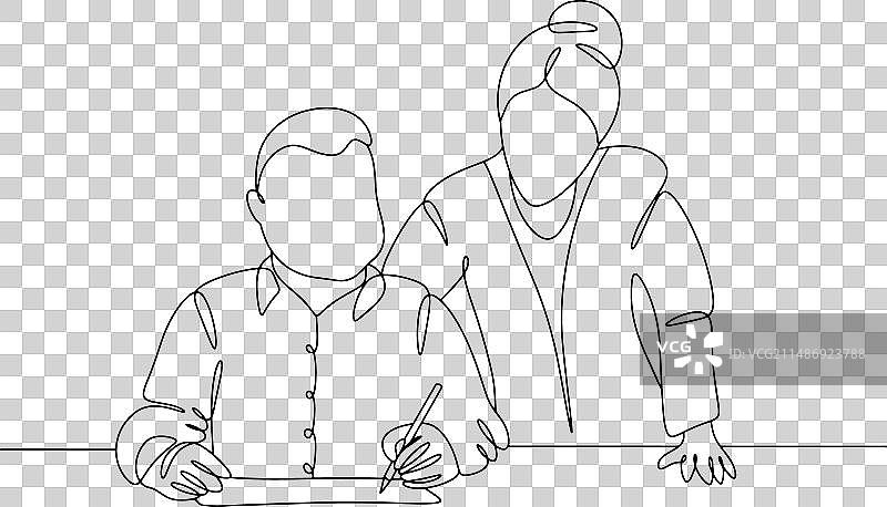 男人职业治疗单线图片素材