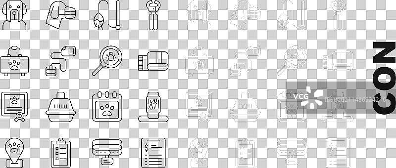 宠物美容院价目表和猫抓板的线条集合图片素材