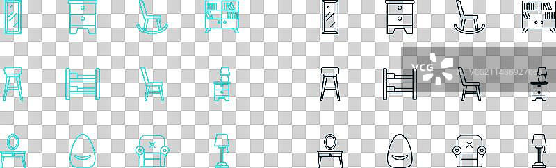 图书馆书架软垫椅扶手椅线条图片素材