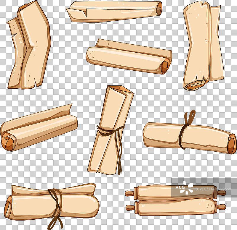 卡通纸莎草卷轴套装图片素材