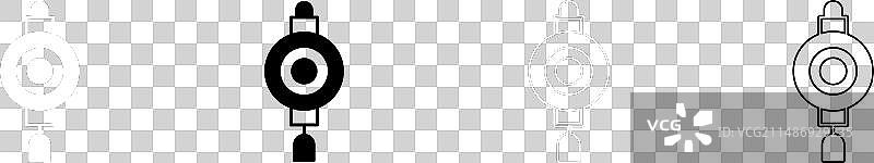 黑色背景上的中式纸灯笼图标图片素材