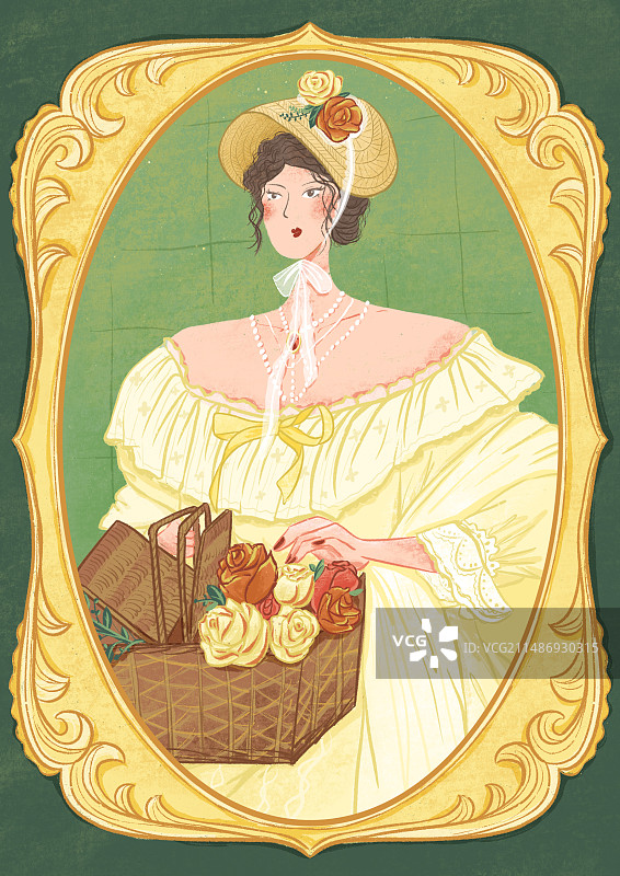 法式田园少女图片素材