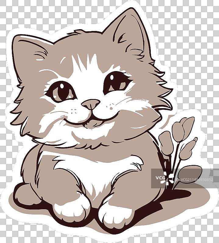 可爱的猫咪贴纸图片素材