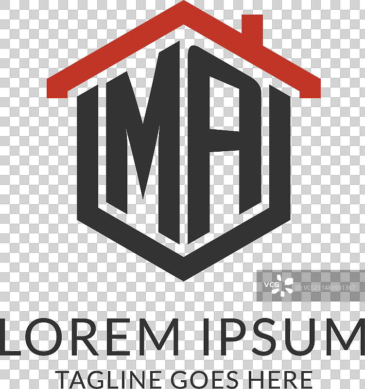 MA字母房屋六边形logo图片素材