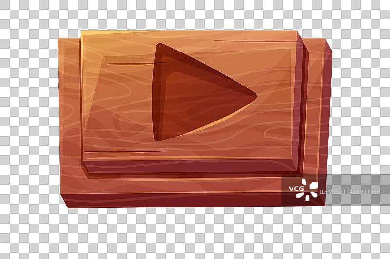 漫画风格的木制播放按钮界面启动栏图片素材