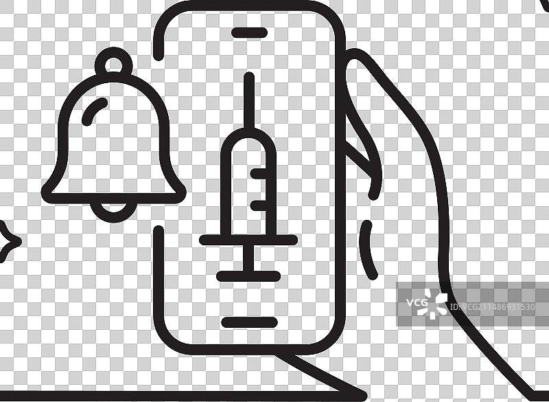 疫苗接种通知手机线条图标图片素材