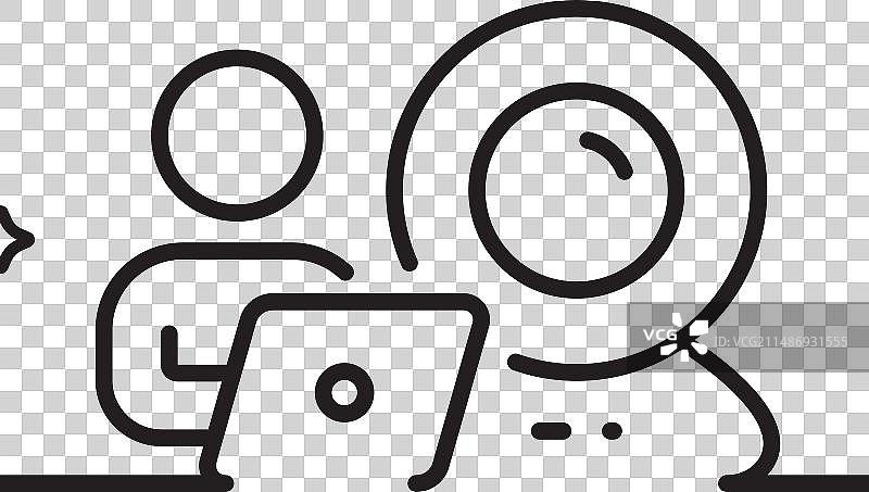 在线培训视频会议线图标图片素材