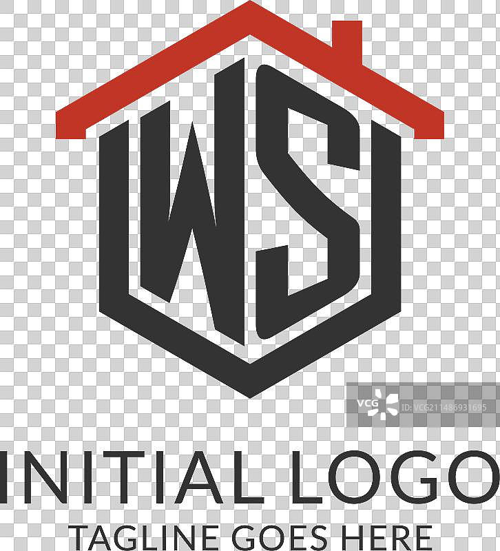 六边形房屋屋顶首字母WS标志图片素材