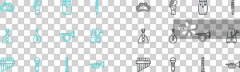 长笛麦克风小号曼陀林康茄鼓线条图片素材
