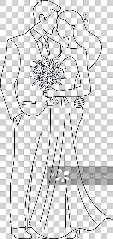 婚礼上的幸福新娘和新郎图片素材