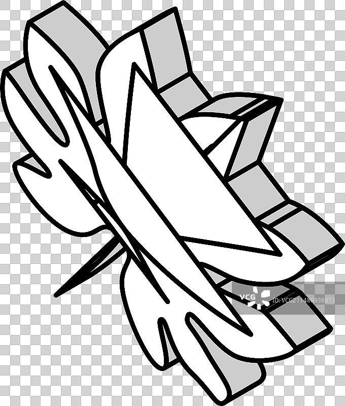 八角金盘热带叶子2.5D图标图片素材