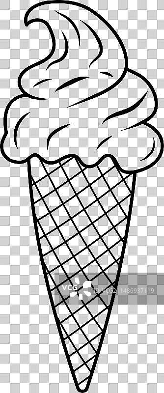 华夫饼甜筒冰淇淋街头食品线性设计图片素材