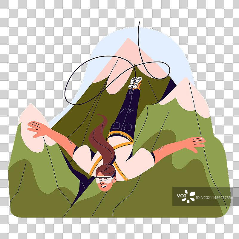 岩石顶部的绳索跳跃图片素材