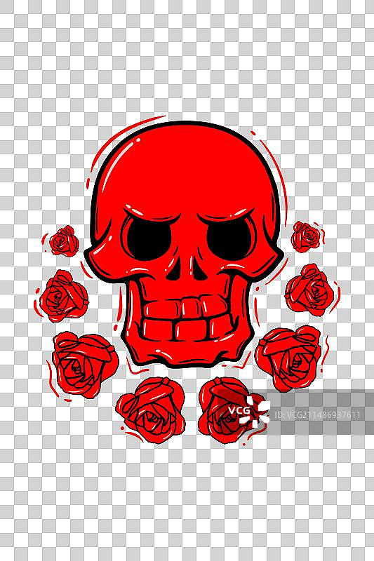 复古玫瑰骷髅图片素材